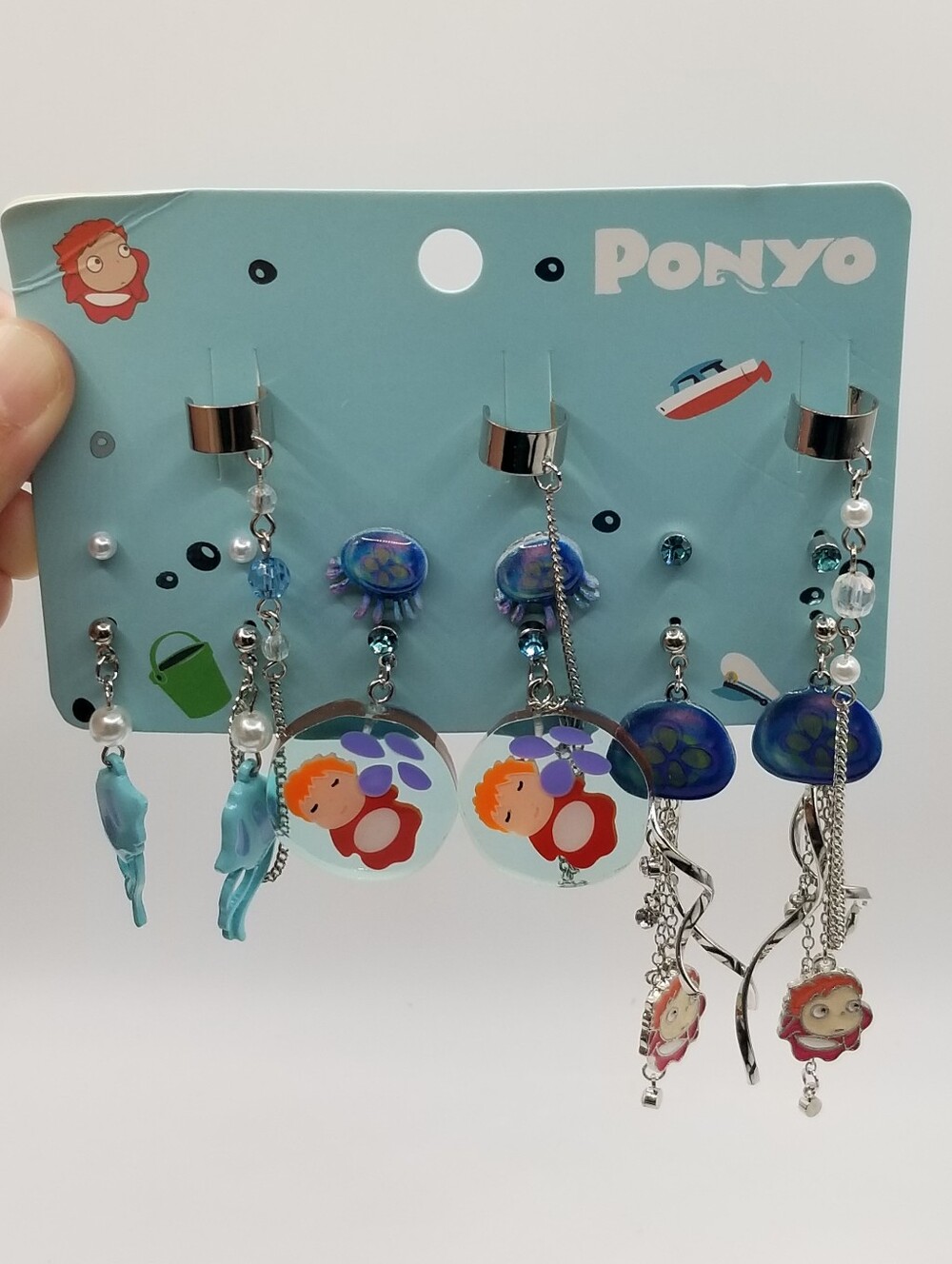 Studio Ghibli Ponyo Aquatic Creatures Cuff & Stud Earring Set